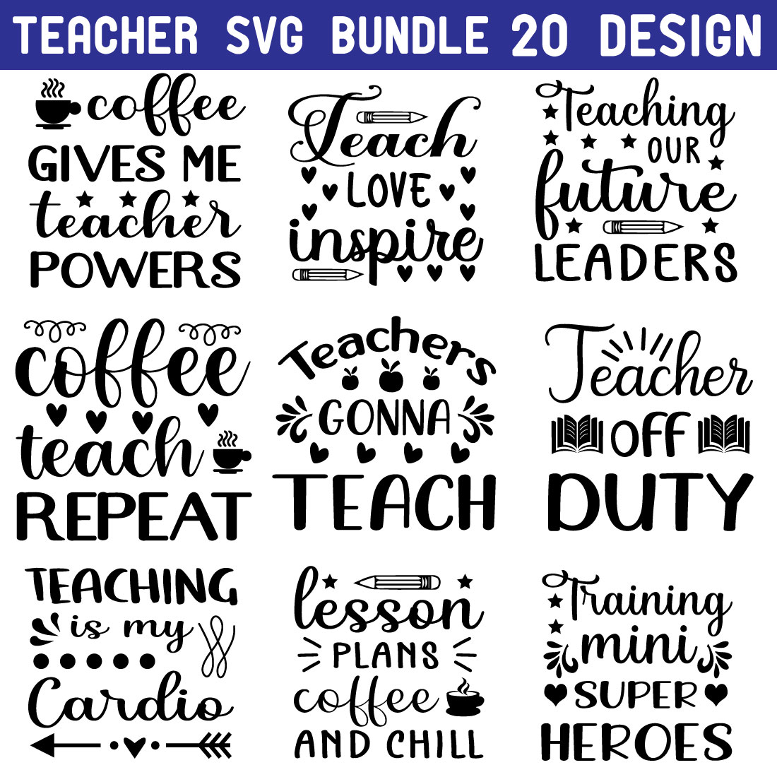 Teacher SVG Design Bundle facebook image.