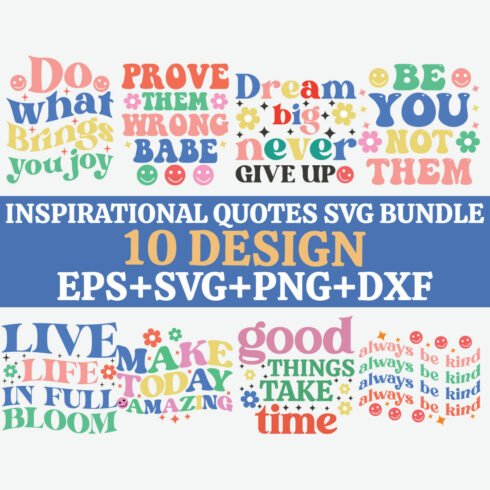 Inspirational Quotes Retro SVG Bundle cover image.