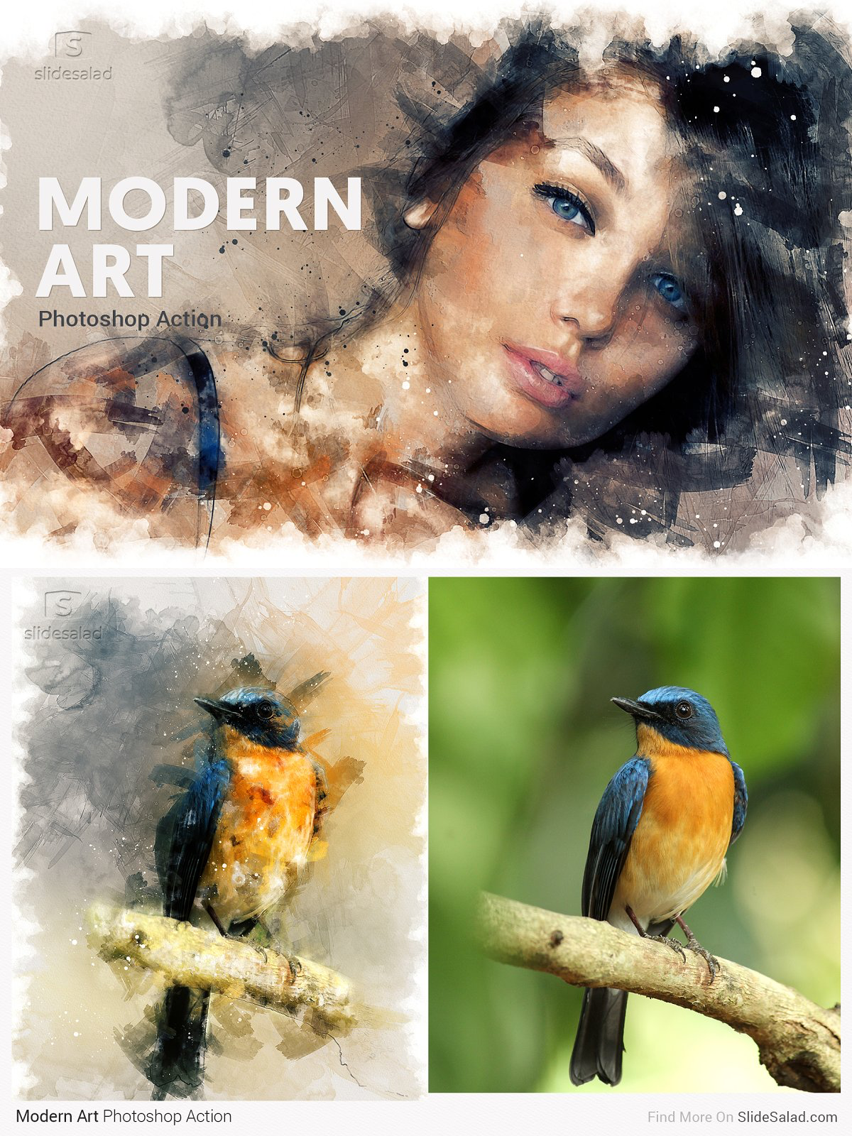 Modern art photoshop action pinterest image preview.