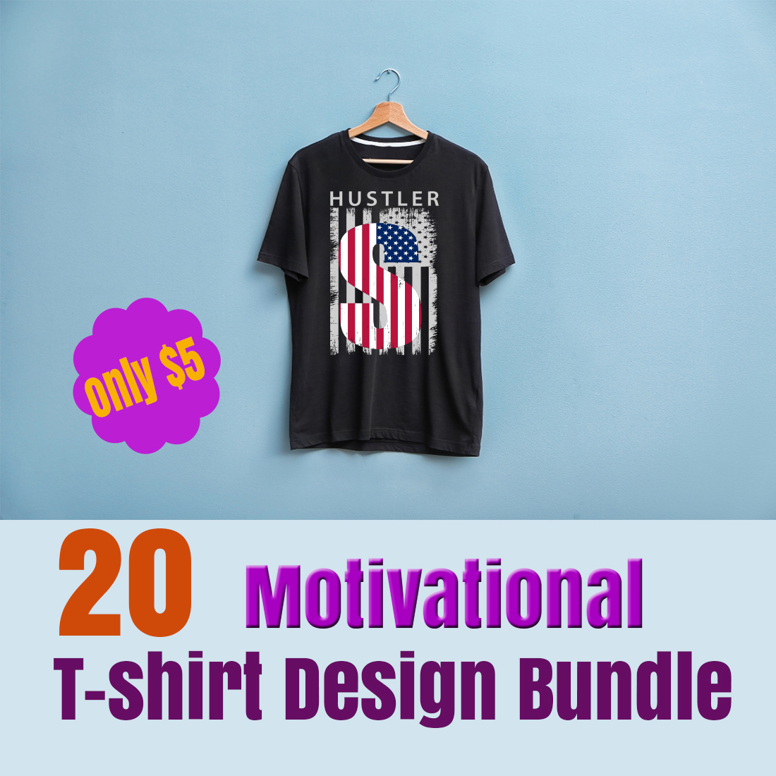 Motivational T-shirt Design SVG bundle preview image.