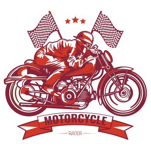 Red motorcycle racer t-shirt graphic.