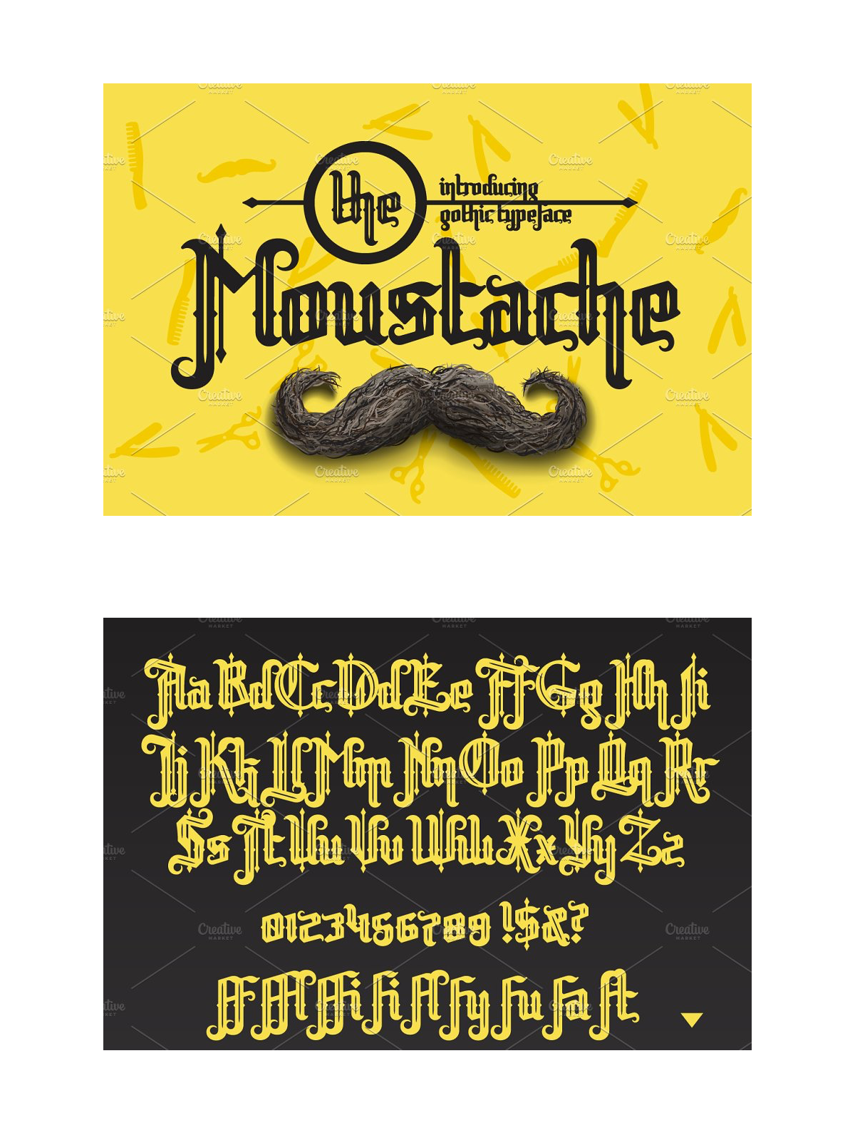 Moustache font pinterest image preview.