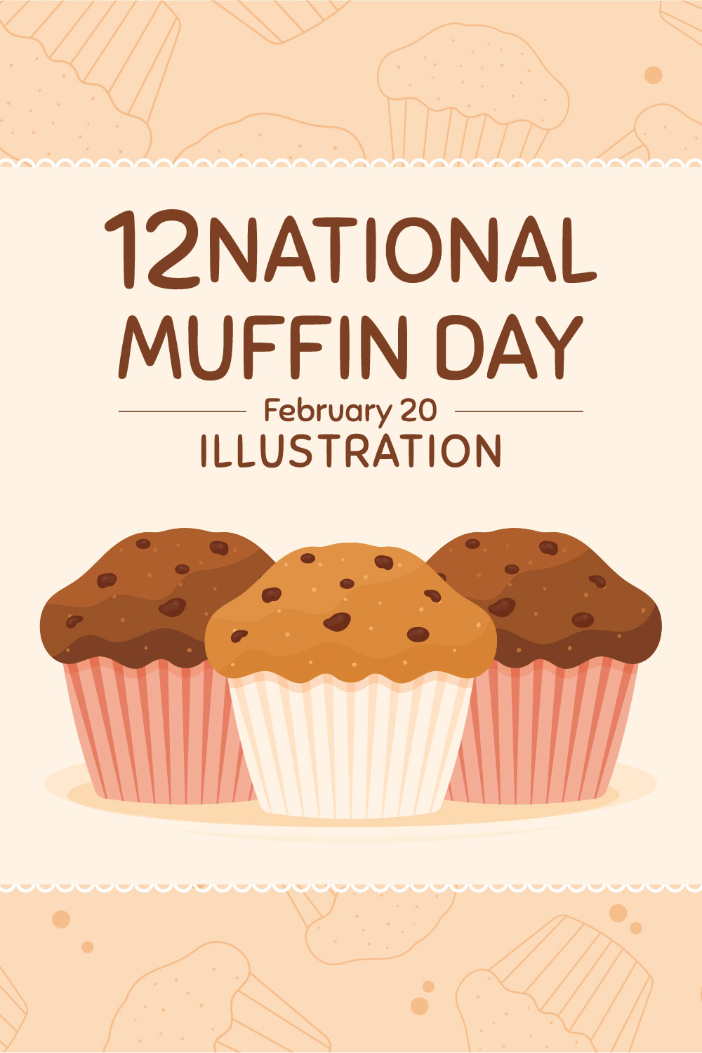National Muffin Day Illustration pinterest image.