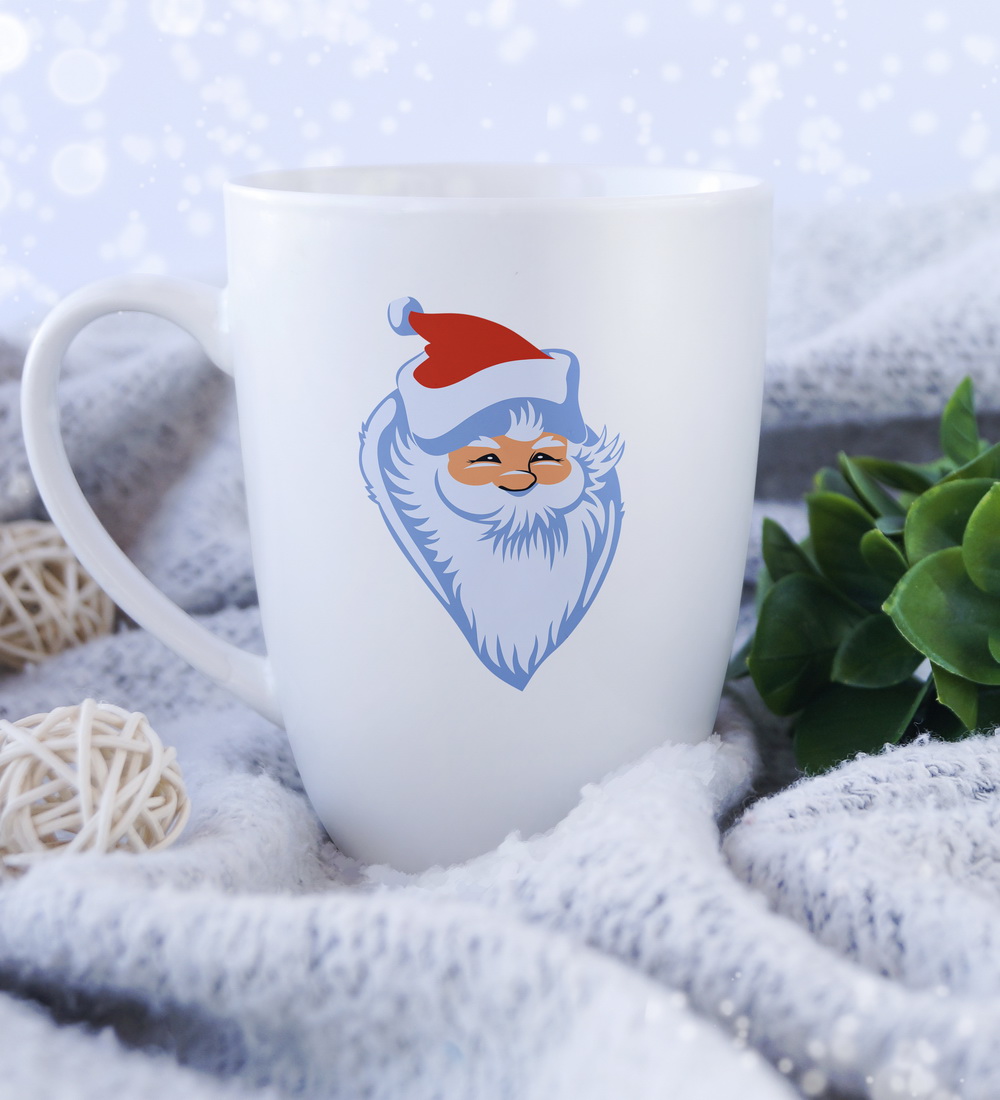 Santa Happy Face Mug Illustrations Design preview image.