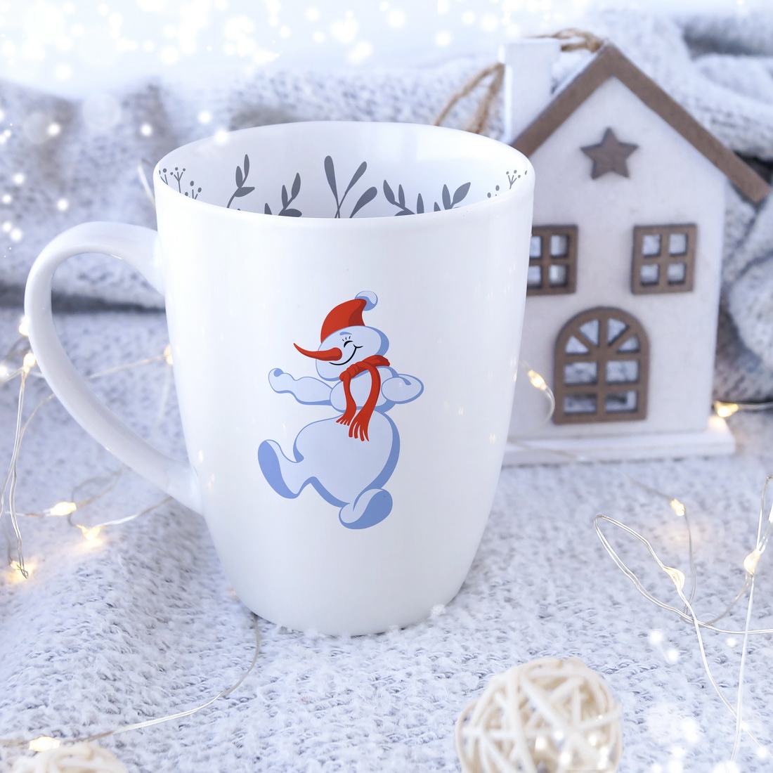 Dancing Snowman Mockup Mug Graphics Design facebook image.