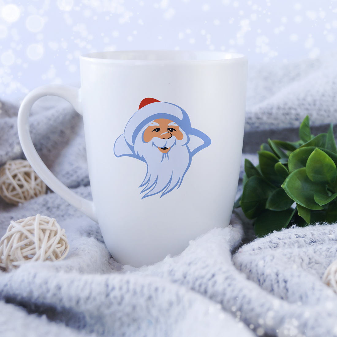 Christmas Mug Santa Face Illustrations Design preview image.
