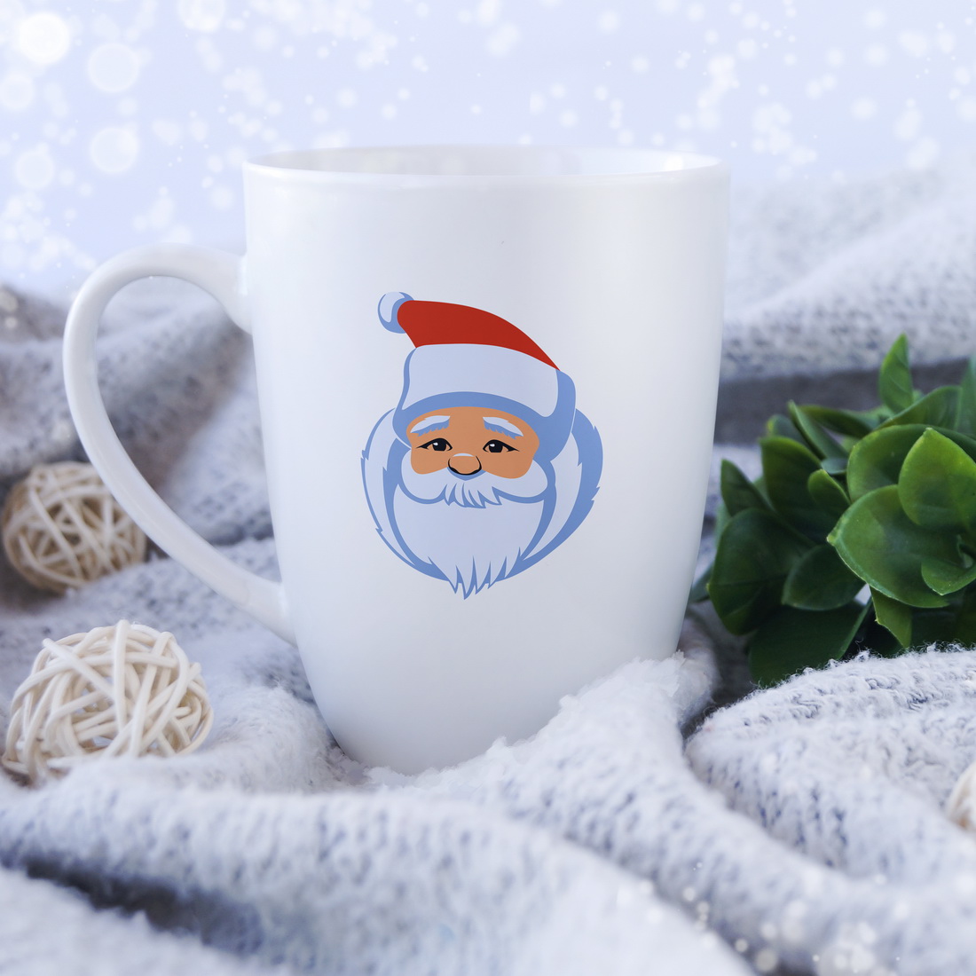 Santa Face Mockup Mug Illustrations Design preview image.