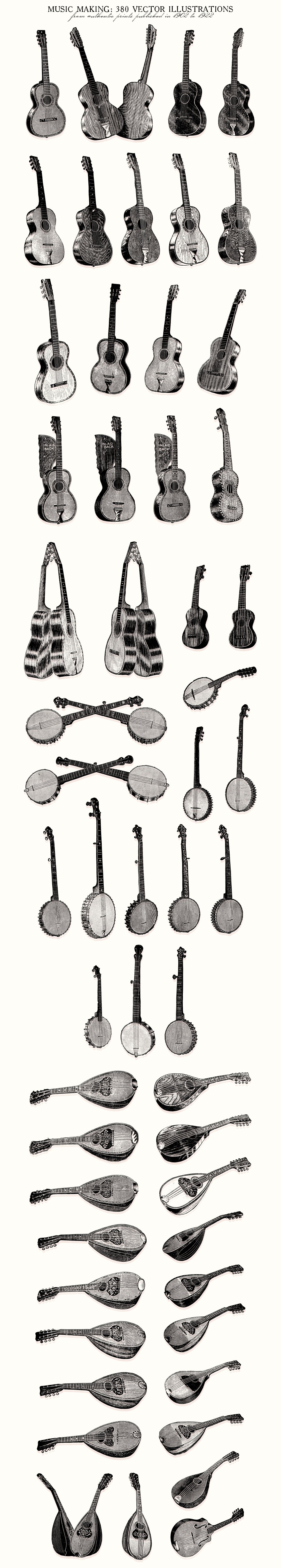 A selection of gorgeous images of vintage musical instruments.