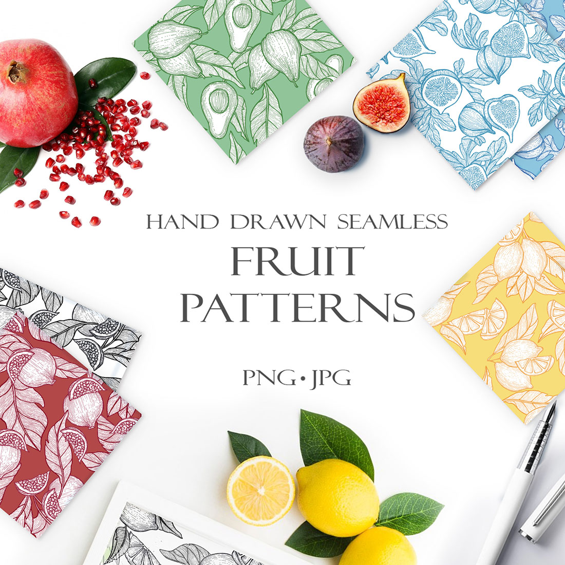 Fruit Hand-Drawn Seamless Pattern main cover.