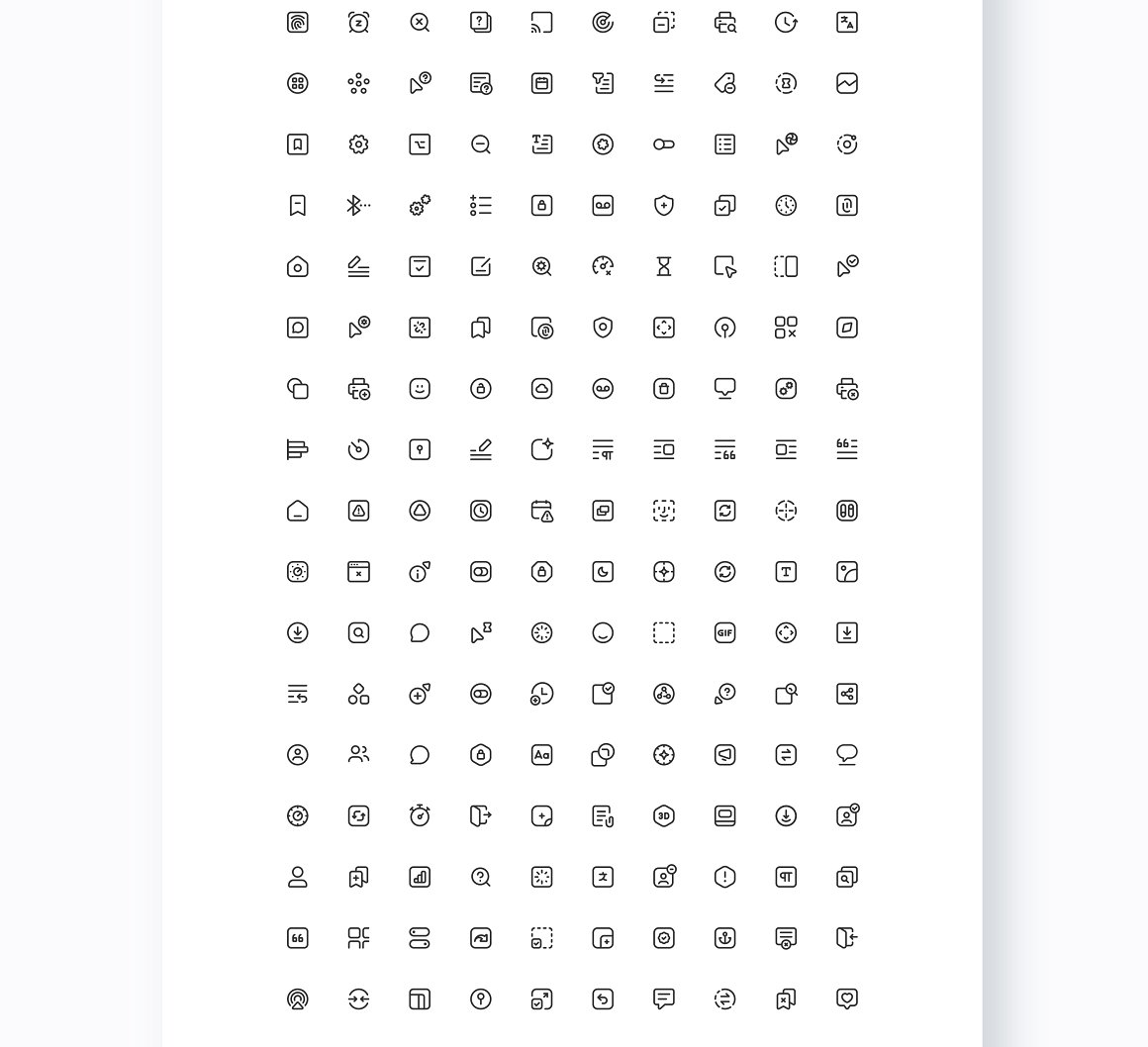 Bundle of different black outline icons on a white background.