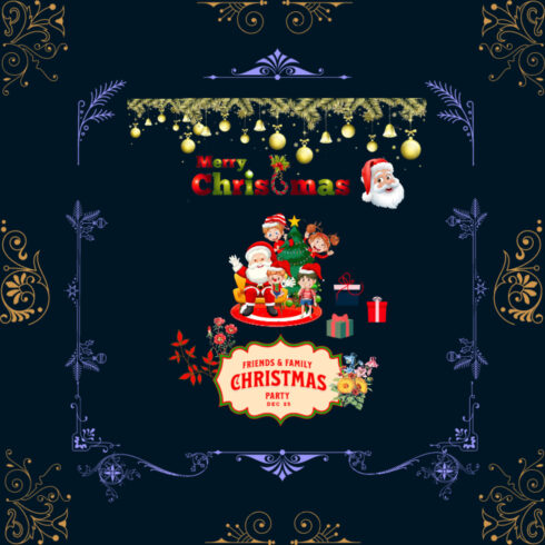 Merry Christmas Party Poster Design cover image.