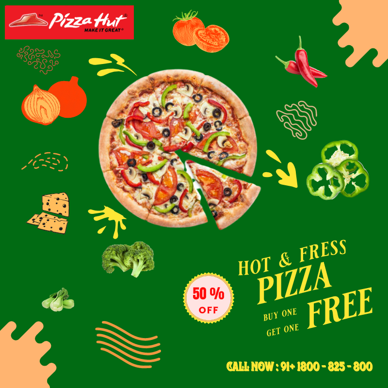 Pizza Sales Banner Design Green Background preview image.