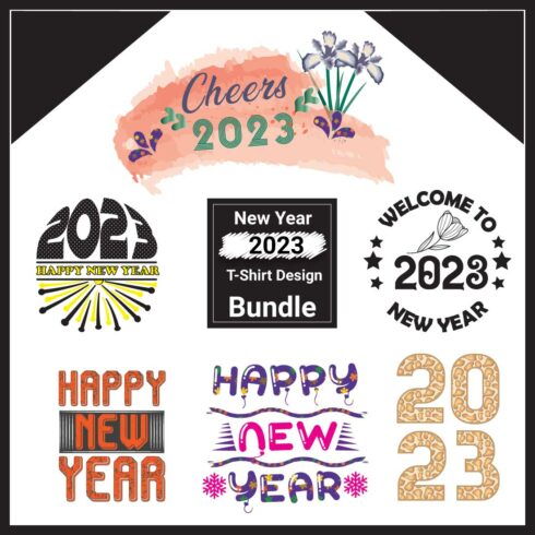 New Year 2023 T-Shirts Design Template main cover.