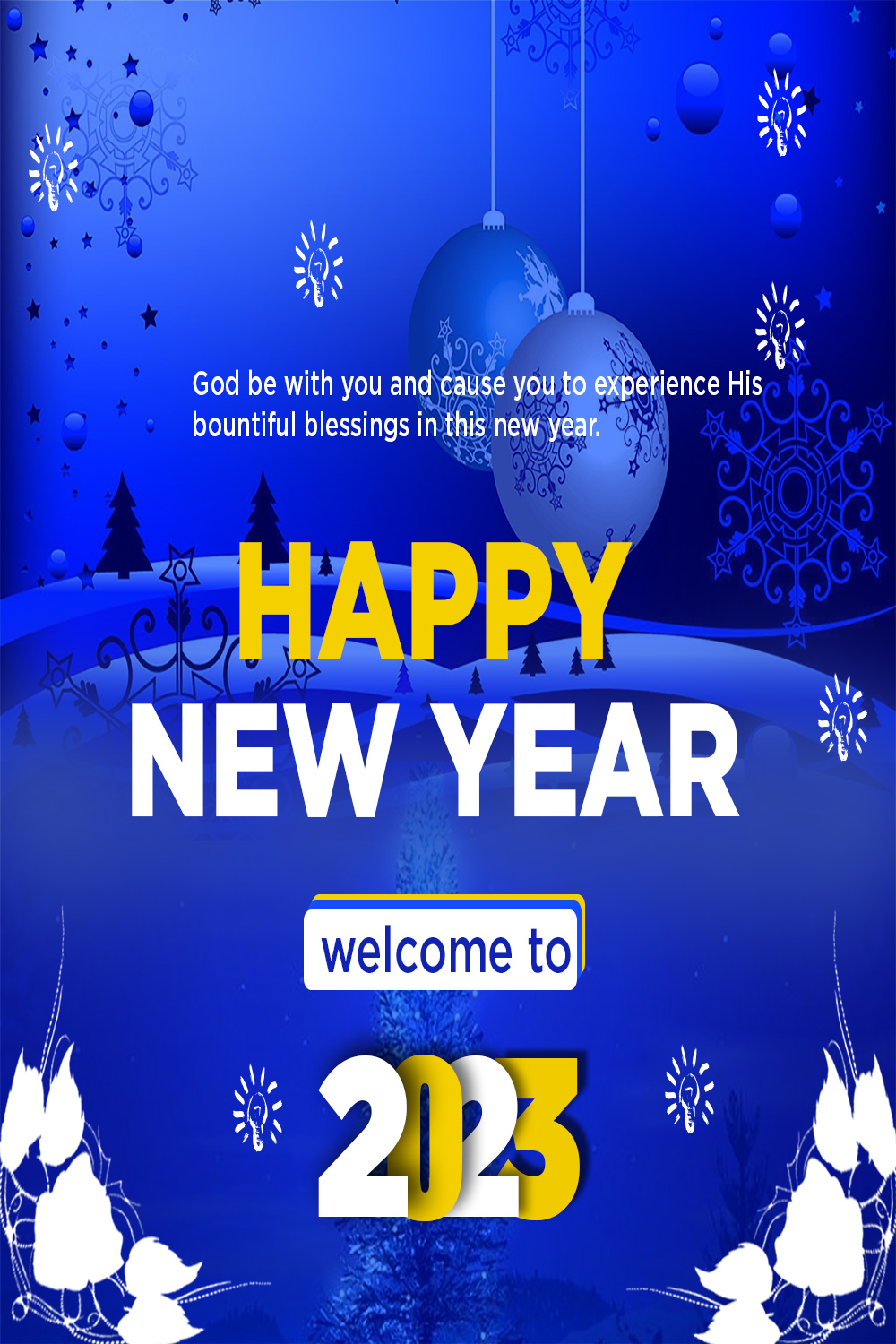 Image of a wonderful New Year flyer in blue color