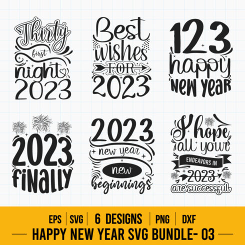 A pack of unique images for prints on the theme of the New Year