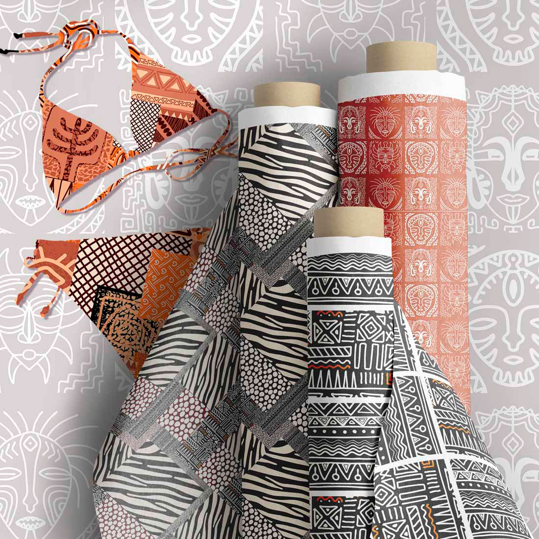 Image of wrapping paper with colorful African pattern.