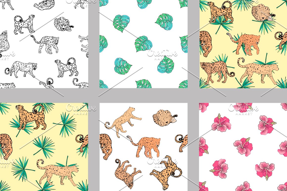 Patterns with leopard illustrations or prints.