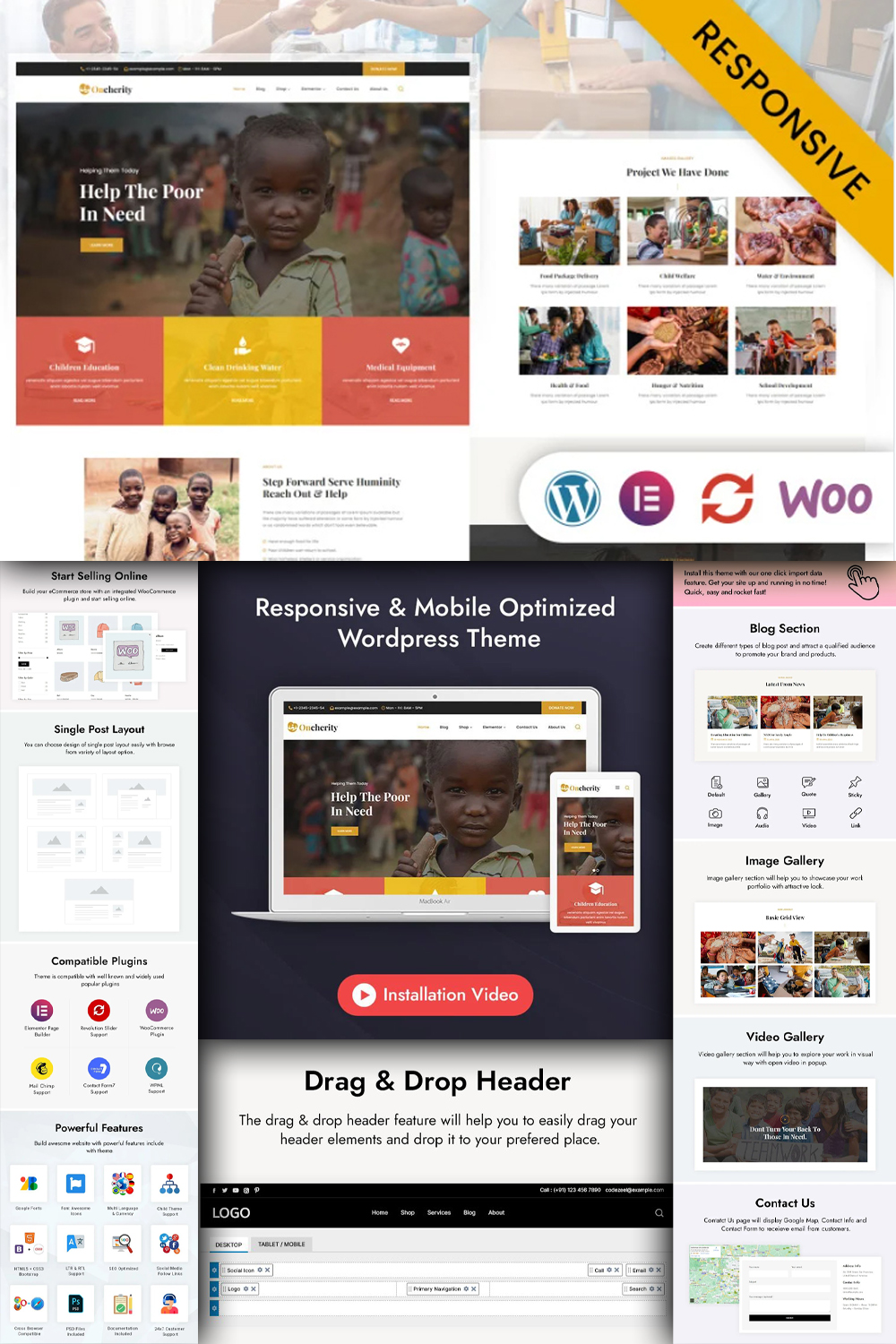 Oncherity - Charity, Donation, Nonprofit Elementor WordPress Theme - Pinterest.