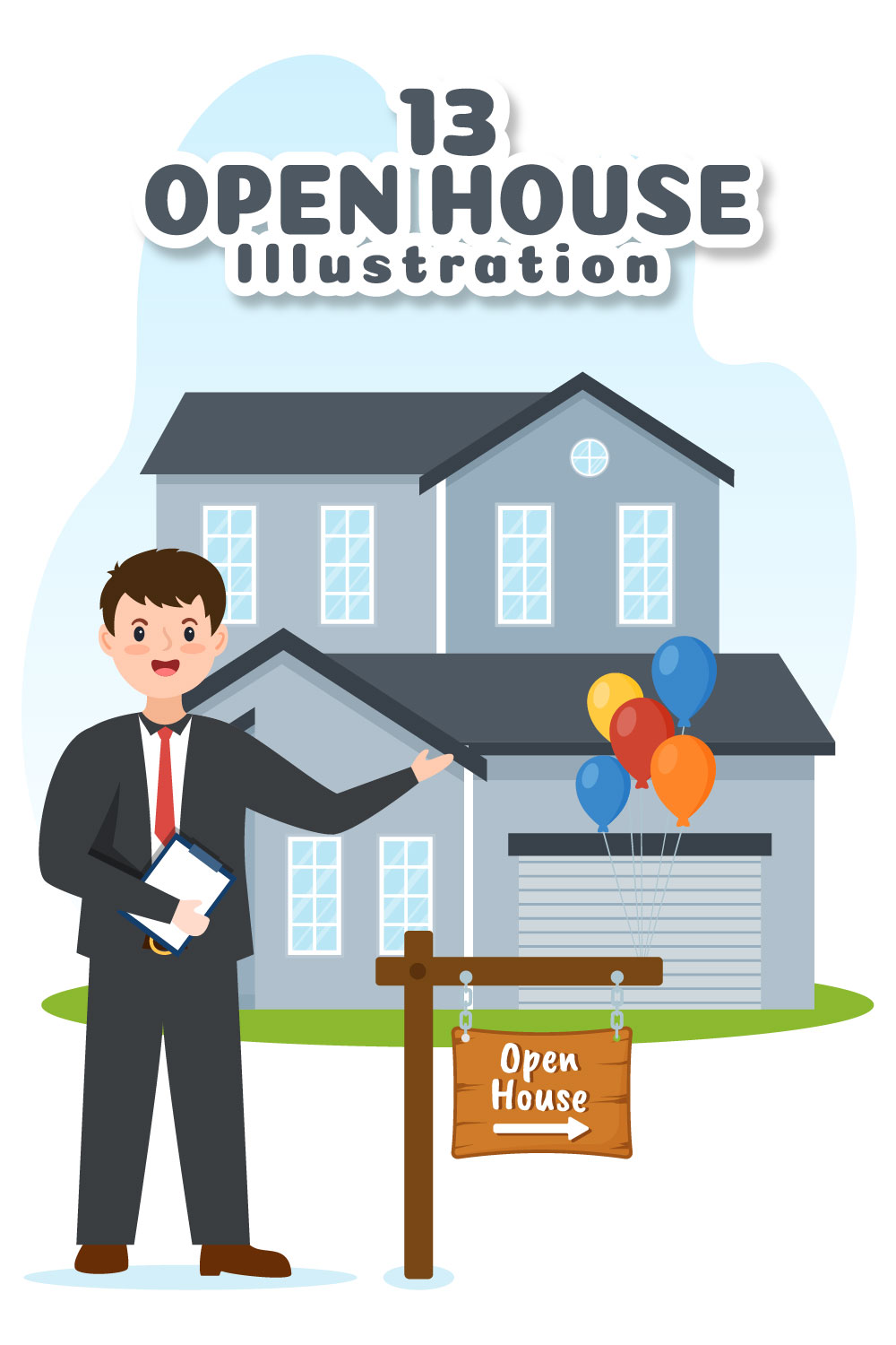 Open House Design Illustration pinterest image.