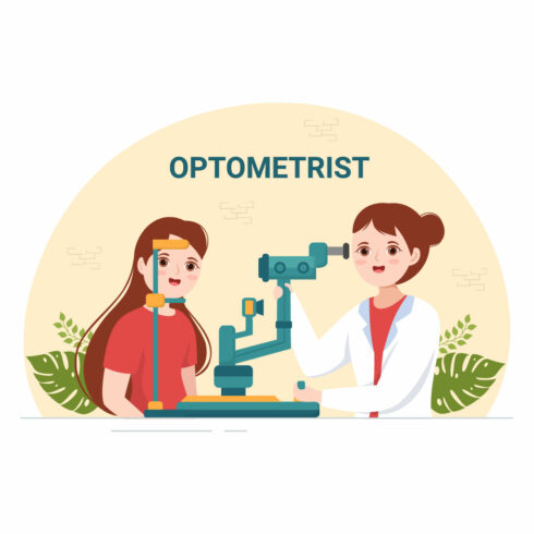 Charming image of an ophthalmologist with a patient on examination