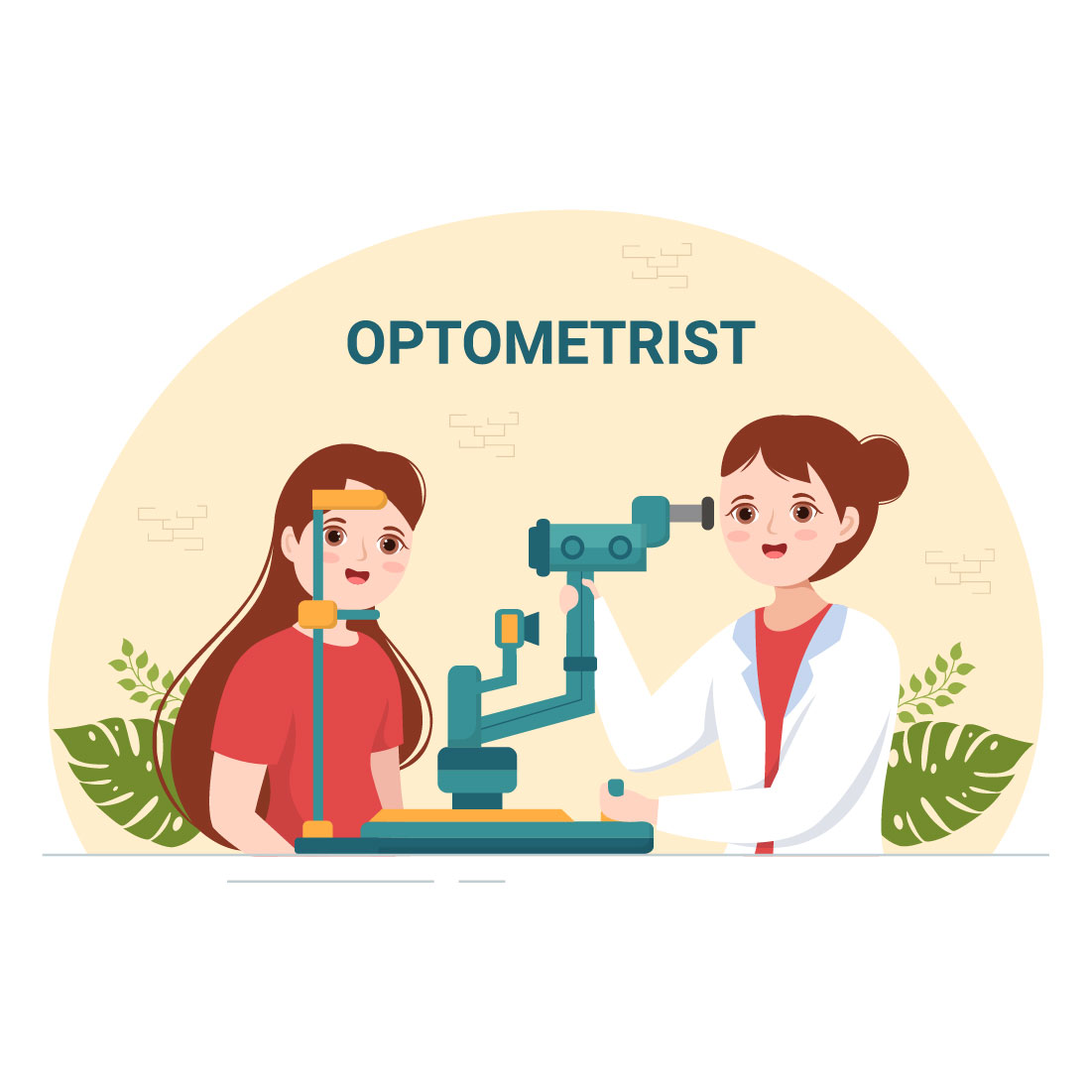 Charming image of an ophthalmologist with a patient on examination