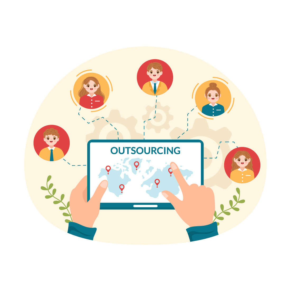 Outsourcing Business Illustration cover image.