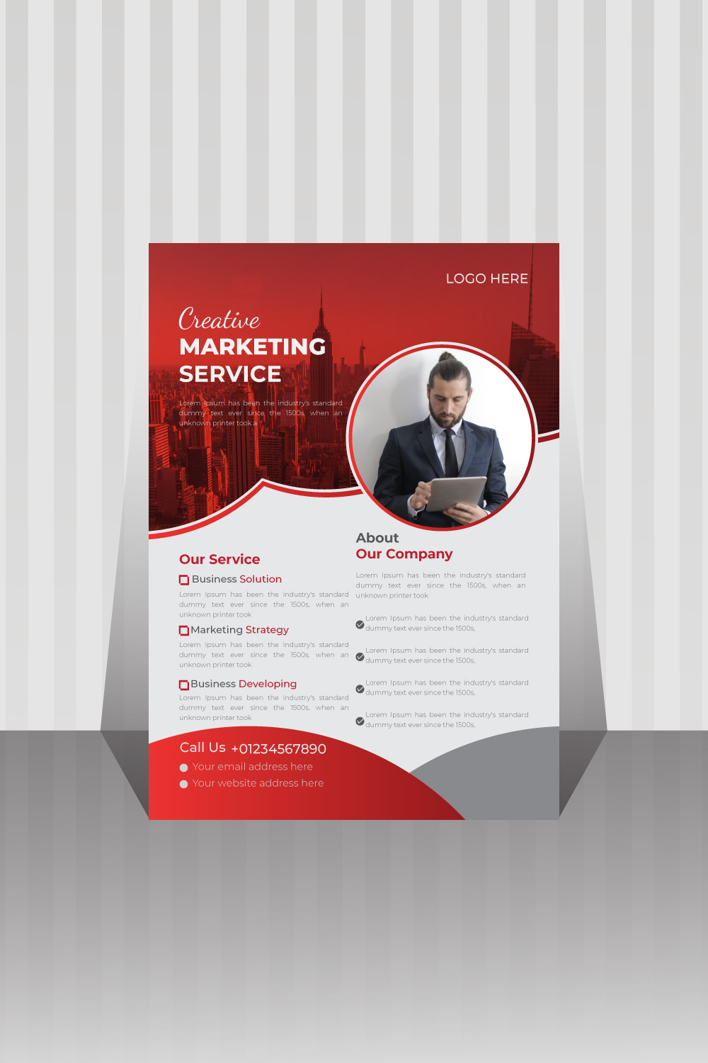 Image of a corporate business flyer with a colorful design