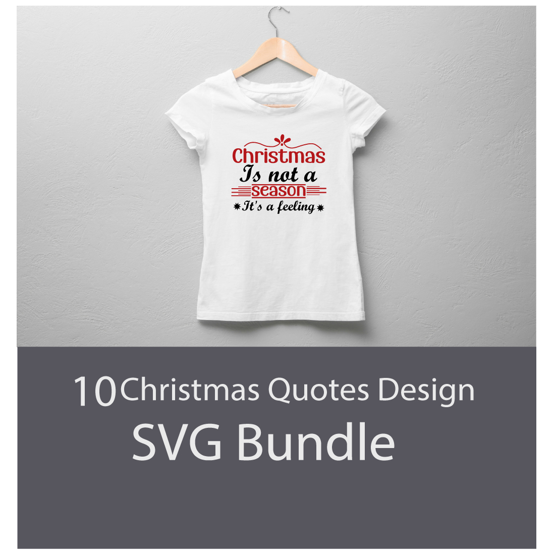 T-shirt Christmas Typography Design SVG Bundle cover image.