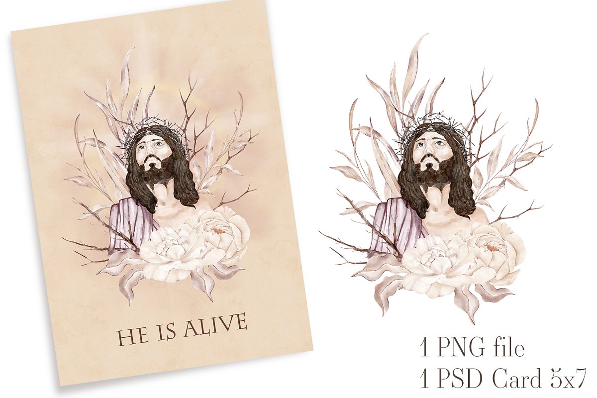 Cover image of Easter Card Portrait Jesus Risen.