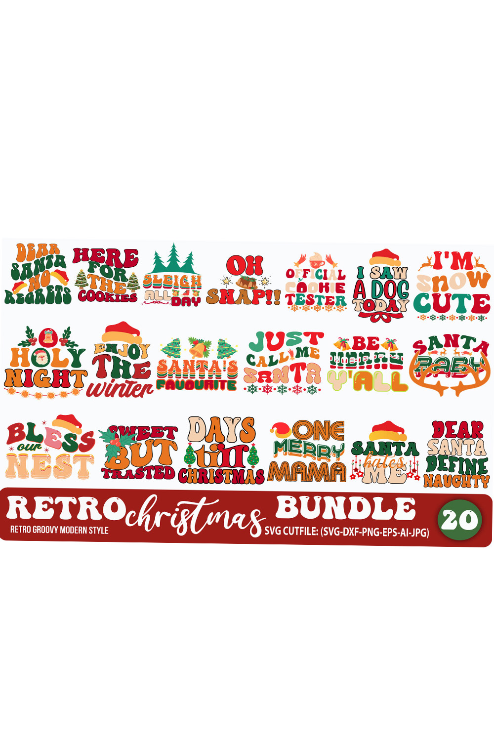 Christmas Vintage SVG Design Bundle pinterest image.