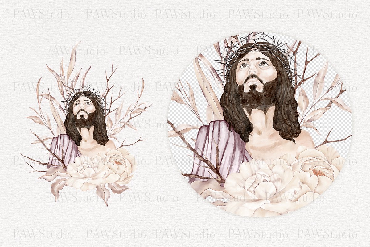 Easter Card Portrait Jesus Risen by PawGraphic.