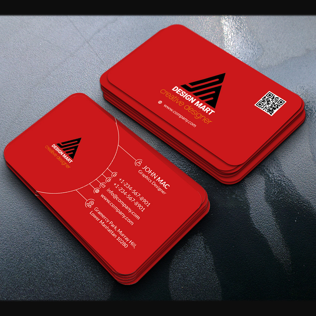 Corporate Business Card Red Design cover image.