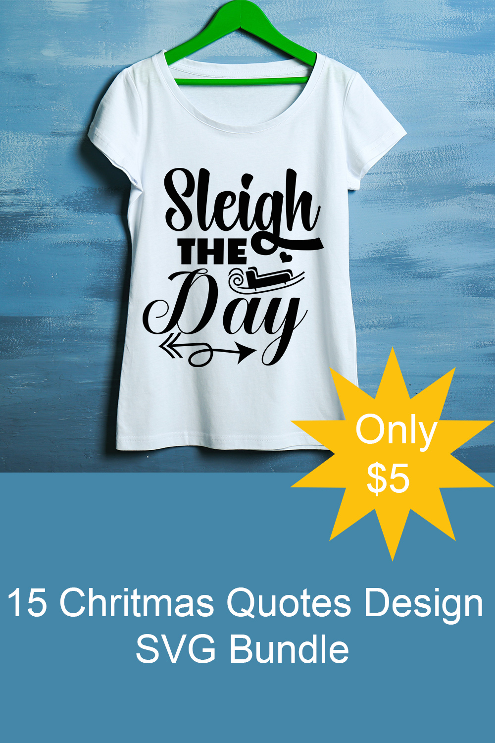T-shirt Chritmas Quotes Design SVG Bundle pinterest image.