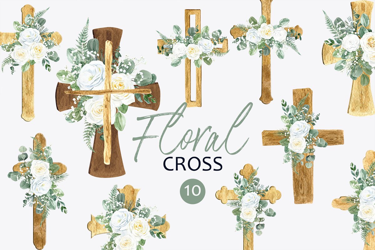 You will get 10 floral cross.