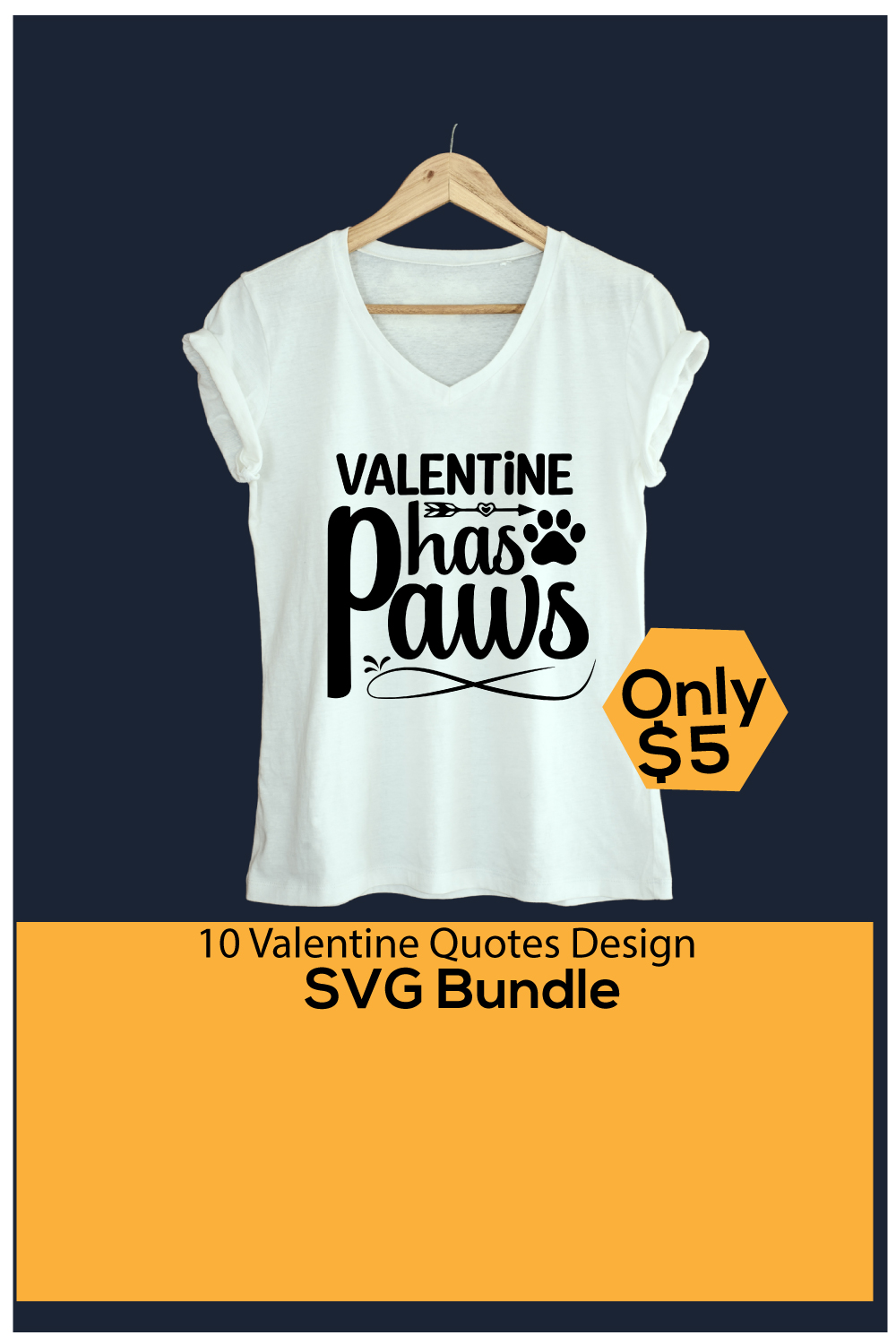 Valentine Quotes Design SVG Bundle pinterest image.