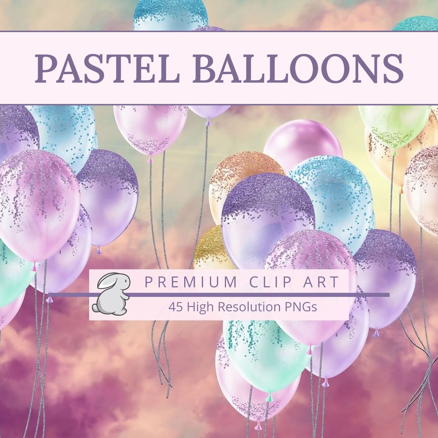 Pastel Balloons Clip Art.