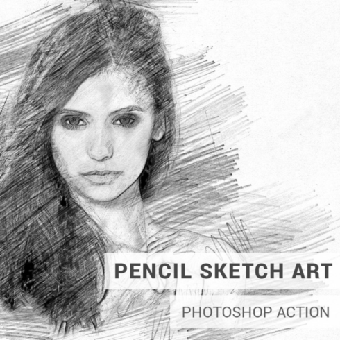 Pencil sketch art photoshop action main image preview.