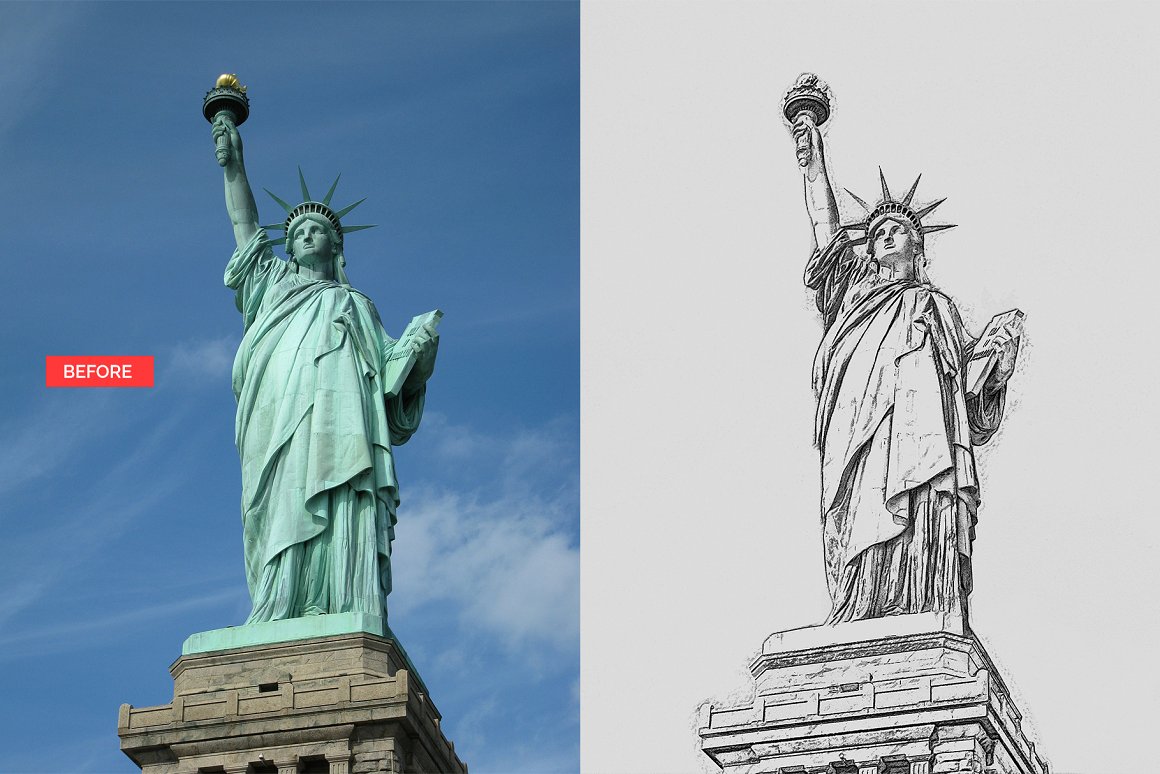 Adorable Statue of Liberty Pencil Drawing.