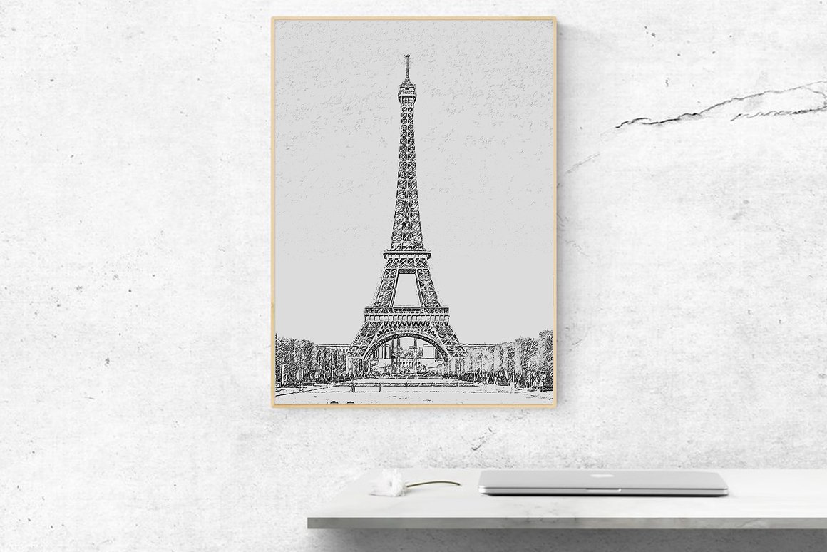 Amazing picture of the Eiffel Tower drawn in pencil.