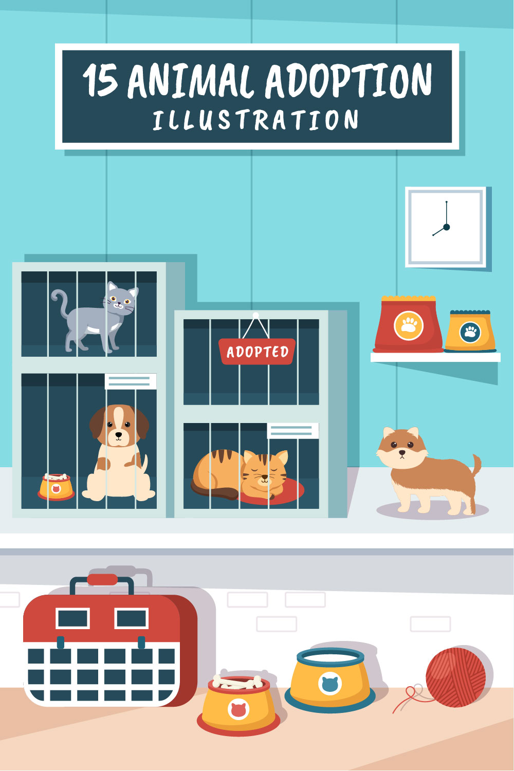 Pet Adopt Illustration pinterest image.