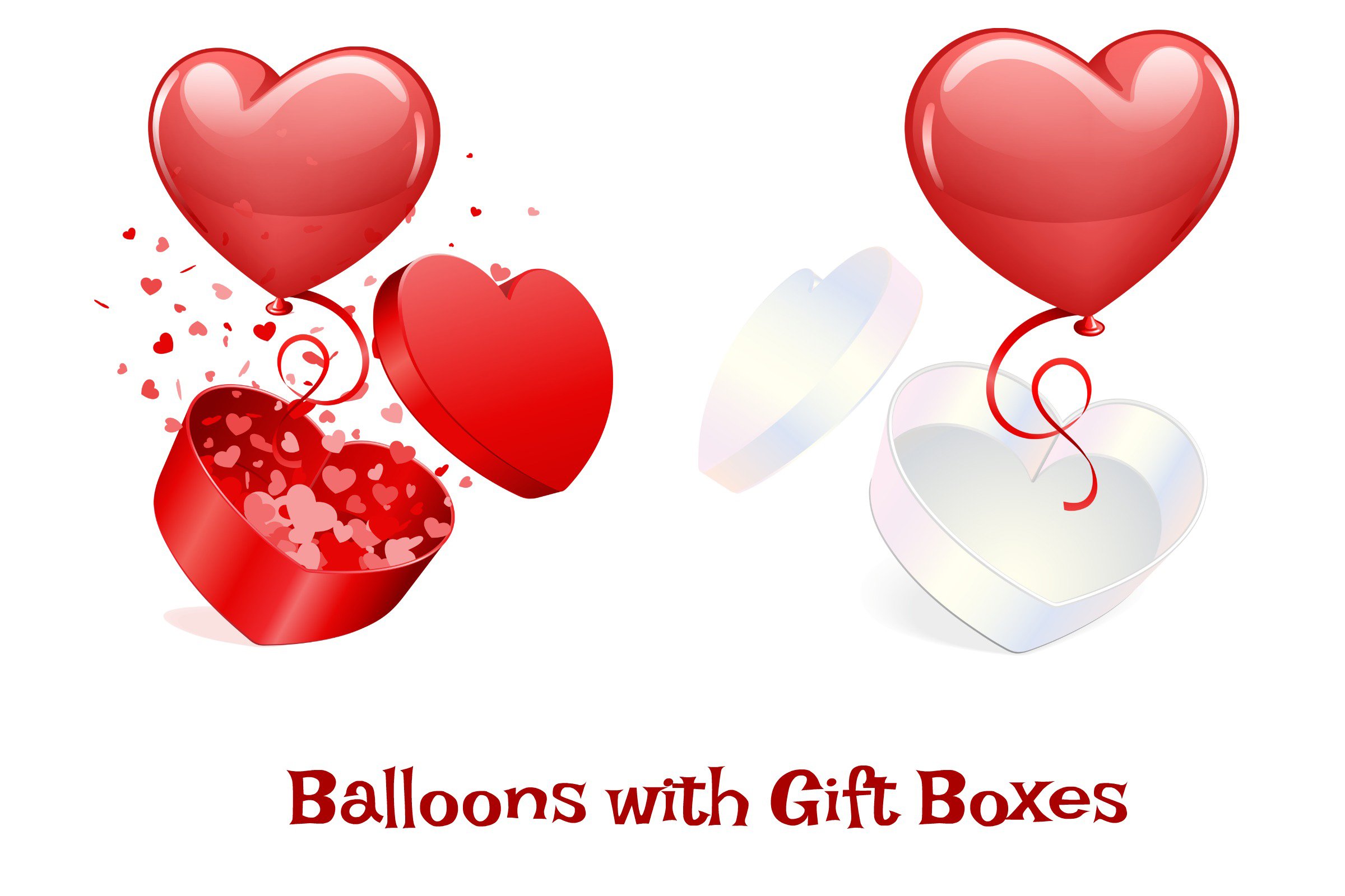 Balloons with gift boxes.