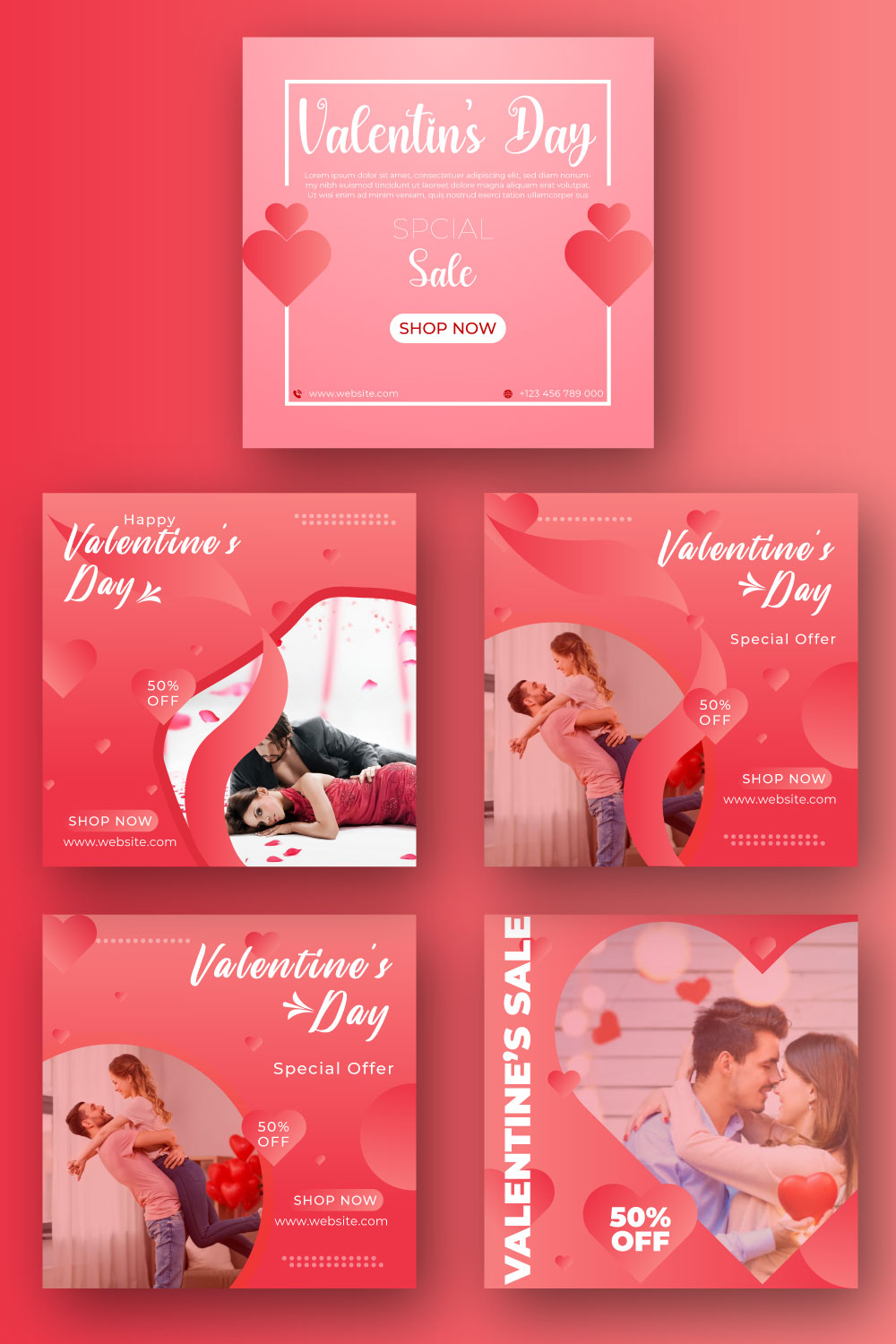 Valentine's Day Social Media Post Design pinterest image.