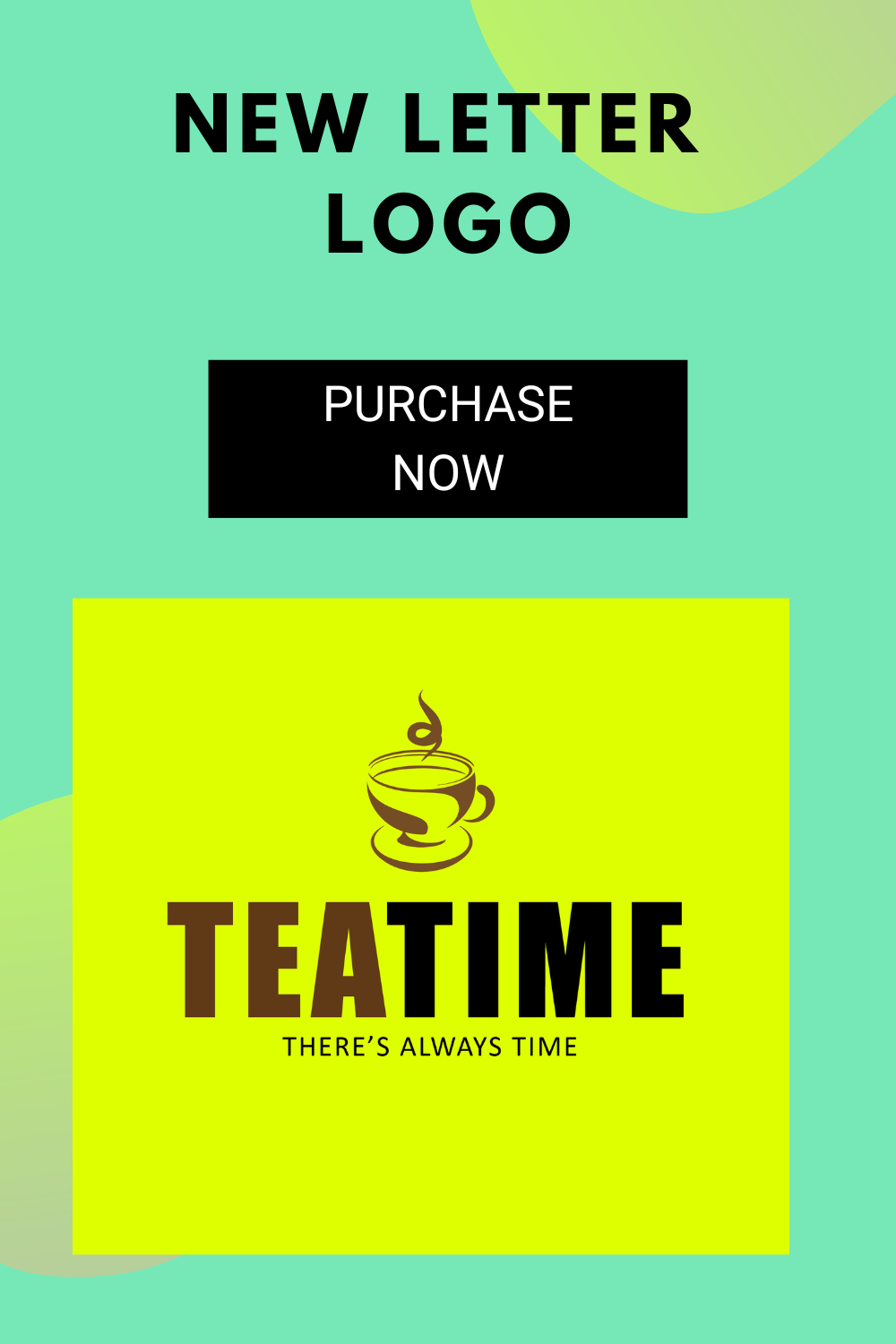Tea time T Wordmark Logo Design pinterest image.