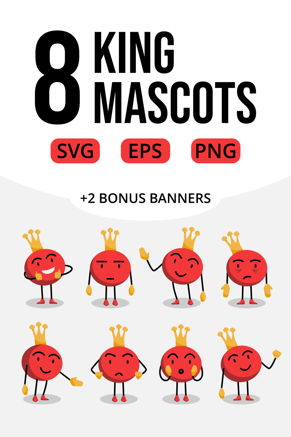 King Mascot Emoji Vector Illustrations Design Bundle pinterest image.