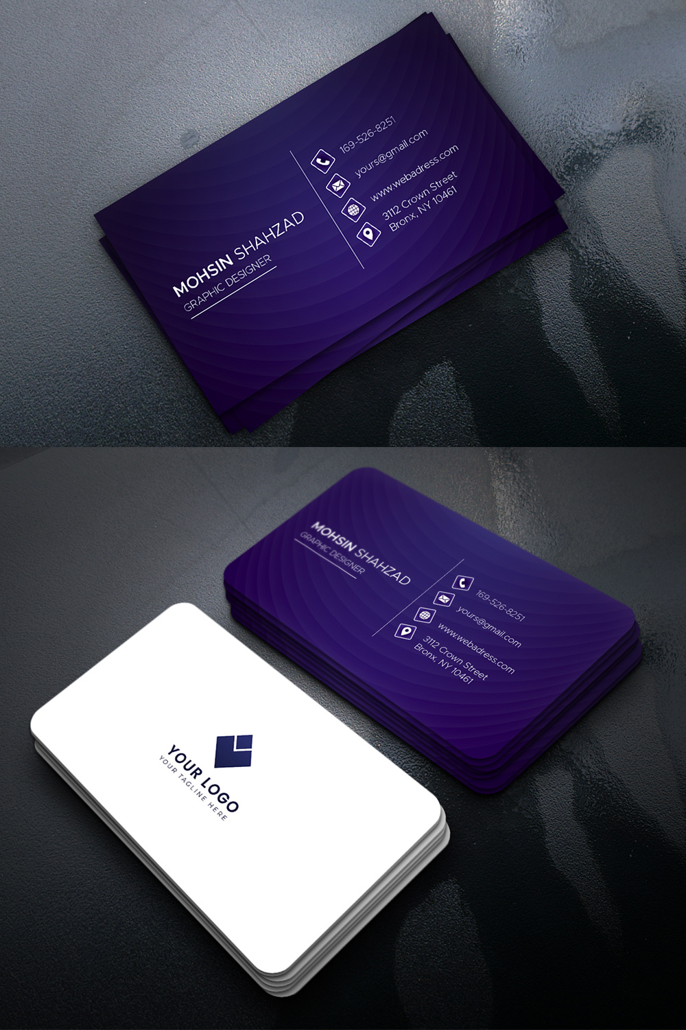 Modern Business Card Double Sided Template pinterest image.