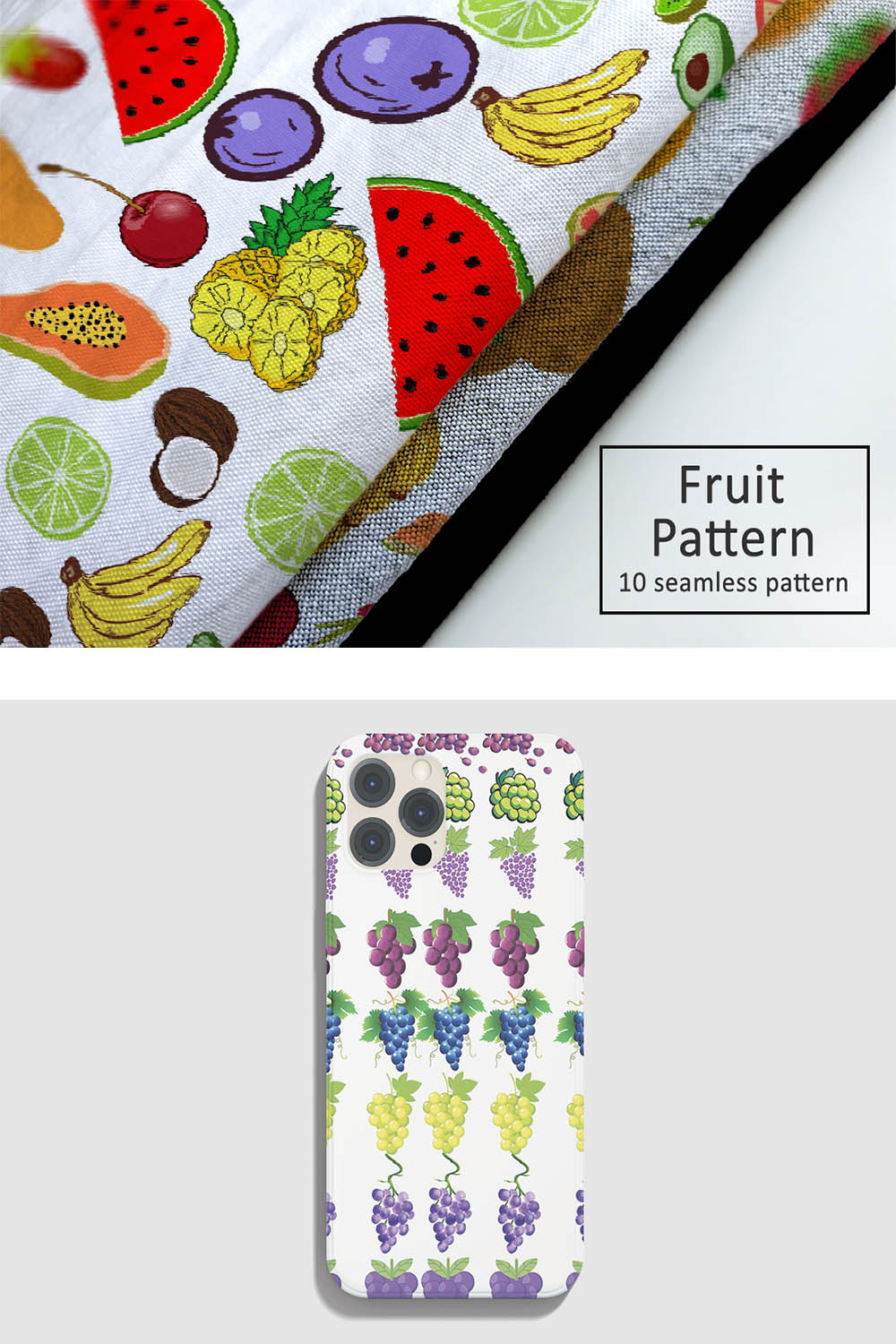 Image of items with unique fruit patterns