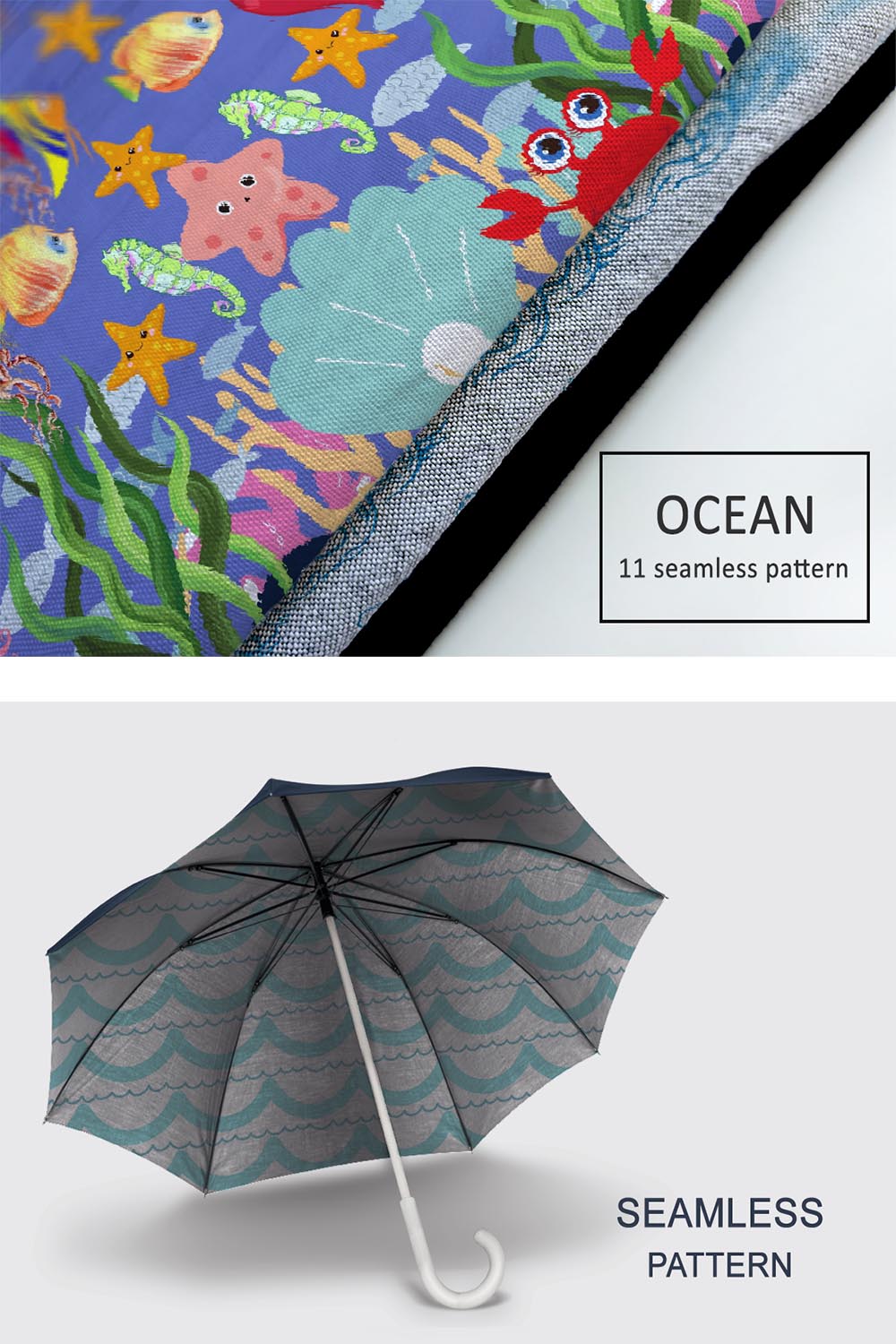 Ocean Seamless Pattern Design pinterest image.