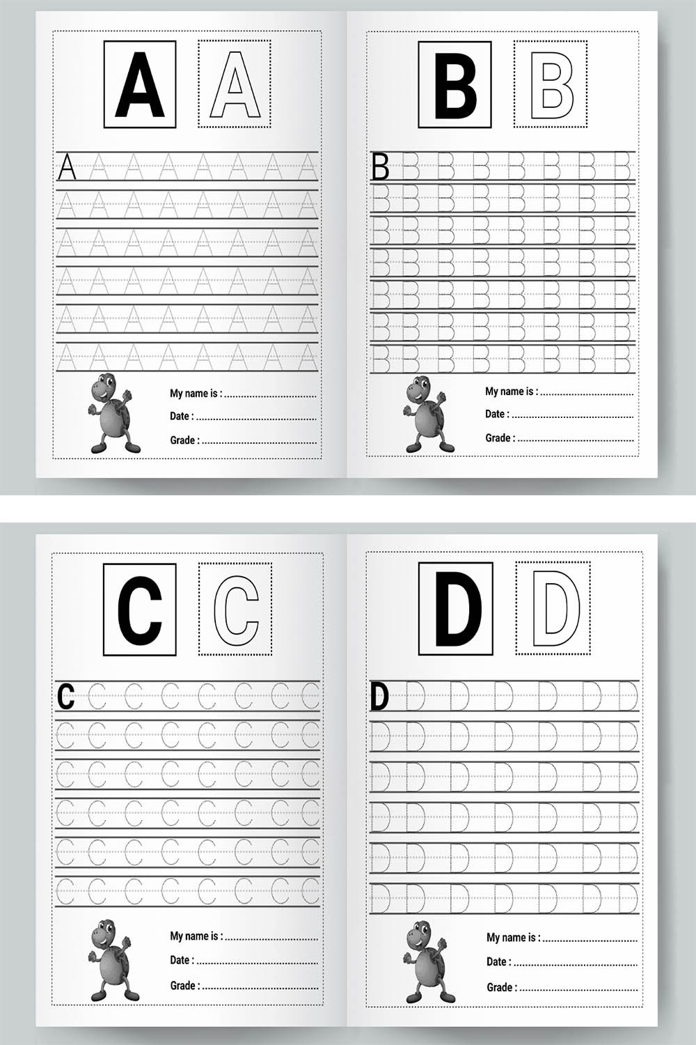 Latters Uppercase Tracing KDP Interior pinterest image.