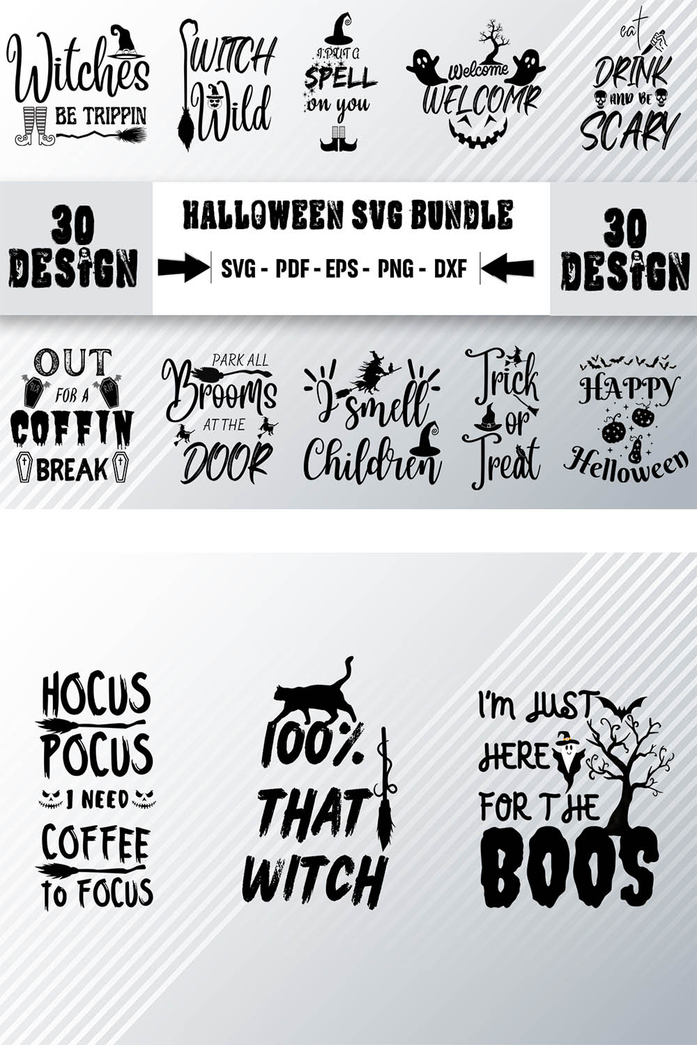 Quotes Halloween SVG Design Bundle pinterest image.