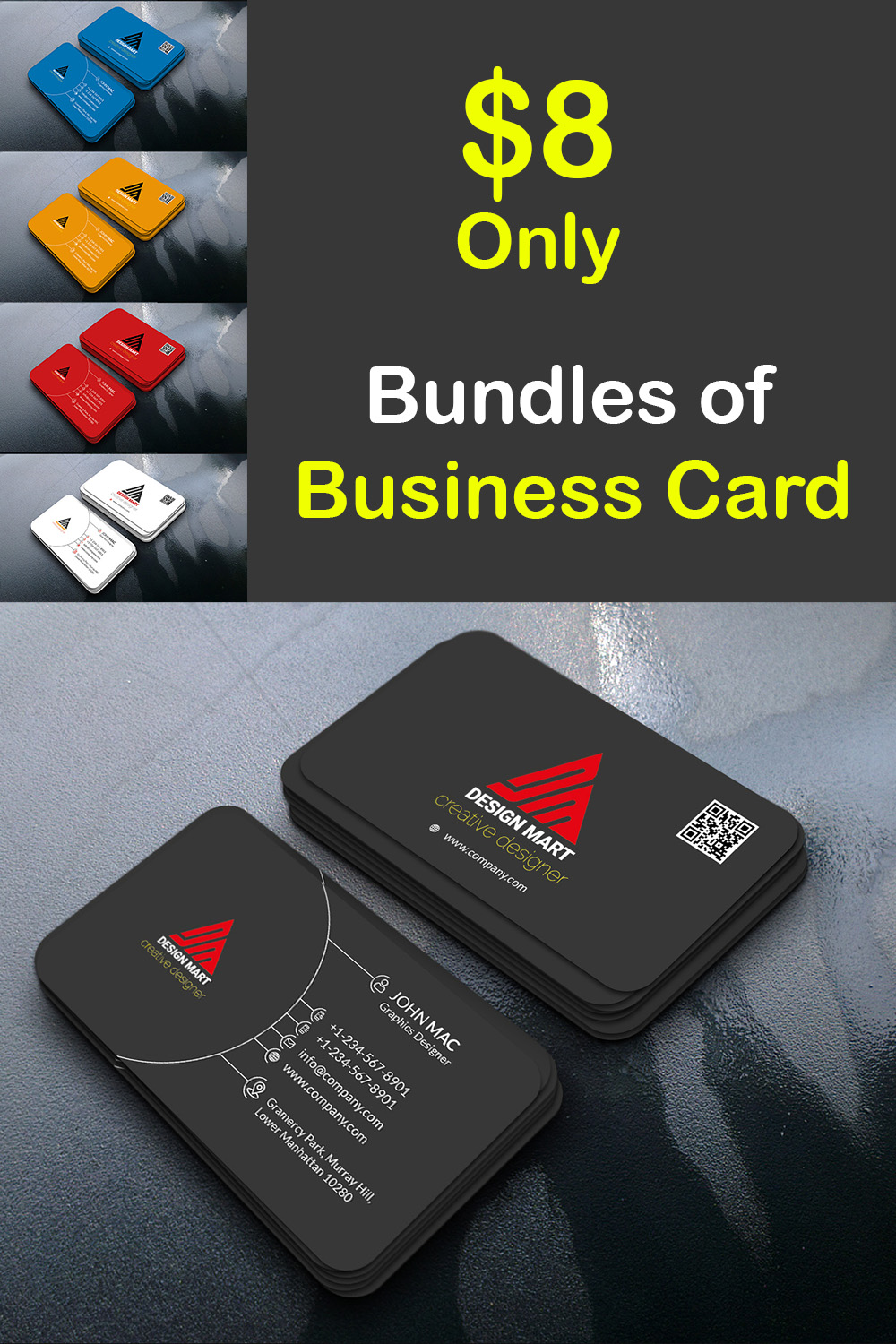Corporate Business Card Design Template pinterest image.